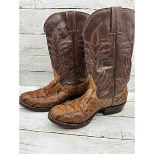 Women's Exotic Snakeskin Western Cowboy Boots Custom made Brown Orange